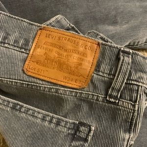 Levi’s corduroy blue jeans. Like new.